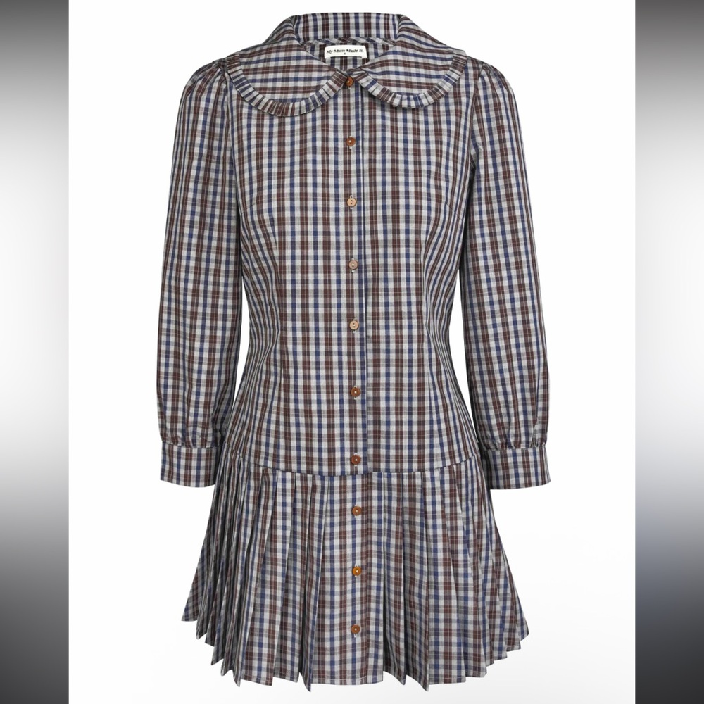 My Mum Made It Pleated Plaid Button-Up Dress